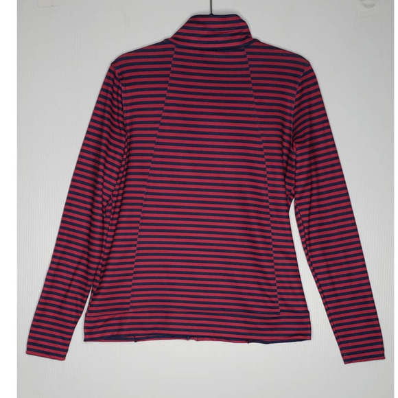 Lole Essential Jacket Stripe Navy Pink Full Zip Moto Jacket Activewear Gym Large - Picture 8 of 8